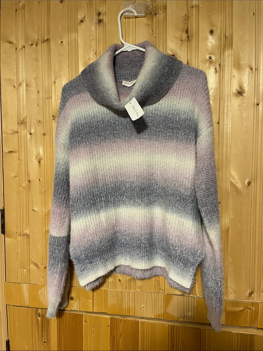 Soft Ombre Cowl Neck Sweater - Lavender Gray